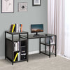 68 Inch Office Table Computer Desk Workstation Bookshelf with CPU Stand, Spacious Storage Shelves & Chic Modern Woodgrain Design, Grey