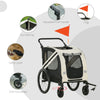 Dog Bike Trailer 2-in-1 Pet Stroller Cart Bicycle Wagon Cargo Carrier Attachment for Travel with 4 Wheels Reflectors Flag White