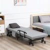 Rollaway Bed, Folding Bed with 3.25" Mattress, Portable Foldable Guest Bed with Adjustable Backrest, and Metal Frame on Wheels, Light Grey