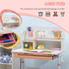 Kids Desk, Height Adjustable Children School Study Table, Student Writing Desk with Tilt Desktop, Drawer, Storage Shelf, Pen Holder, Pink