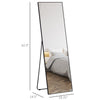 Full Length Dressing Mirror, Floor Standing or Wall Hanging, Aluminum Alloy Framed Full Body Mirror for Bedroom, Living Room, Black