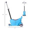 3-in-1 Kids Scooter, Sliding Walker Push Car with 3 Wheels, Height Adjustable, Blue
