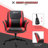 Racing Gaming Chair Faux Leather Adjustable Height with Wheels  Armrest  Mid Back Home Office  Red
