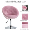 Modern Makeup Vanity Chair Round Tufted Swivel Accent Chair with Chrome Frame Height Adjustable for Living Room, Bedroom, Pink