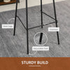 29.5" Seat Height Bar Stools Set of 2, Upholstered Bar Chairs, Armless Barstools with Back, Steel Legs, Orange