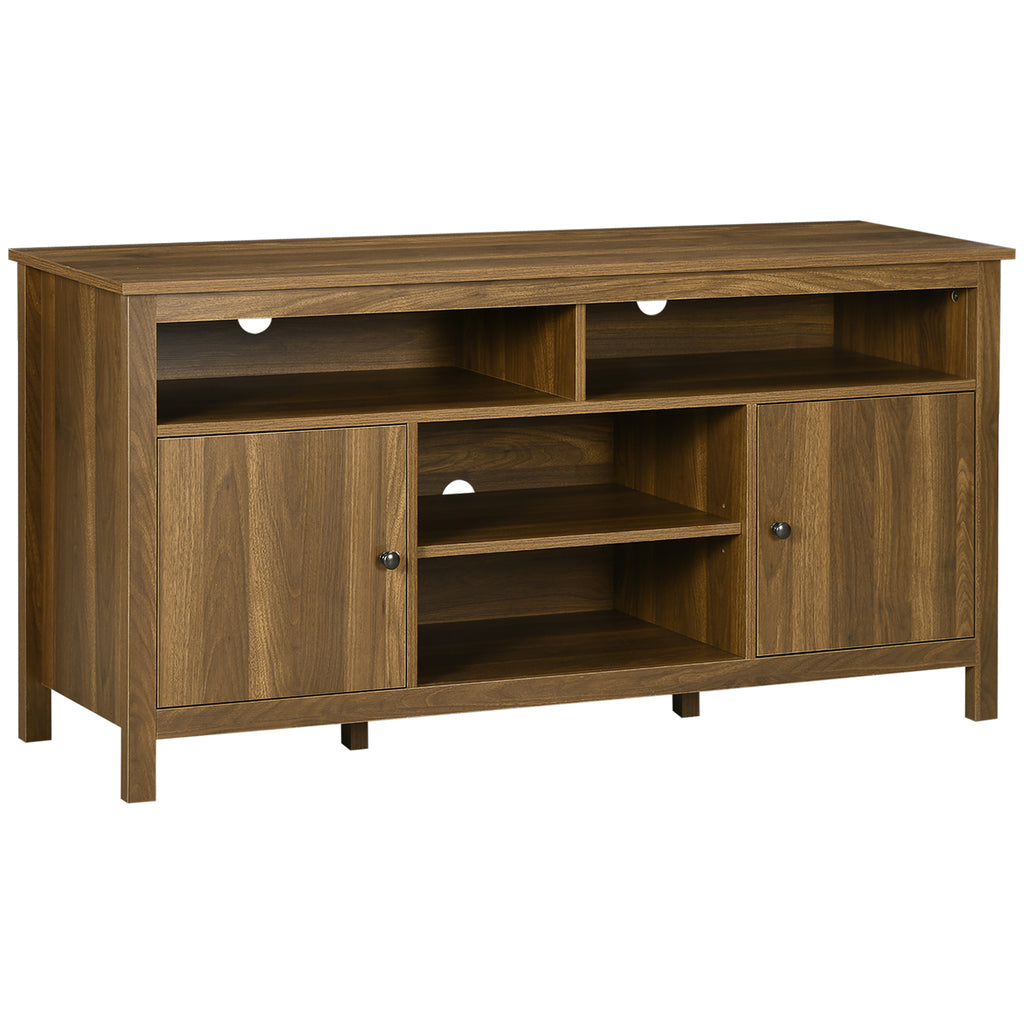TV Cabinet Stand for TVs up to 65", Entertainment Center with Storage Shelves and Doors for Living Room, Bedroom, Walnut