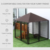 Lockable Dog House Kennel with Water-resistant Roof for Small and Medium Sized Pets, 4.6' x 4.6' x 5'