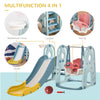 3 in 1 Kids Slide and Swing Set with Basketball Hoop Water-fillable Base Toddler Climber Playset Indoor Outdoor Exercise Toy