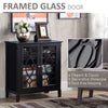 Sideboard Display Cabinet with Double Framed Glass Doors, 2 Adjustable Shelves, and Elevated Base, Espresso