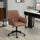 Swivel Office Chair Leather-Feel Fabric Home Study Leisure with Wheels  Brown Argyle