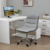 Armless Office Chair Ergonomic Computer Desk Chair Mid-Back Upholstered Task Chair with PU Leather, Adjustable Height and Swivel Seat, Grey