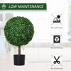 23.5" Artificial Boxwood Topiary Ball Tree, Fake Decorative Plant, Nursery Pot Included for Home, Balcony, Backyard and Garden, Set of 2, Green