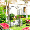 78.75'' x 19.75'' Metal Garden Arch with Gate Climbing Planter Frame and 2 Side Flower Beds Backyard Decor for Vines Morning Glory Black