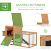 Chicken Coop 75" Wooden Hen House Backyard Chicken Coop with Outdoor Run and Nesting Box - Natural Wood