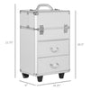 Rolling Makeup Train Case, Large Storage Cosmetic Trolley, Lockable Traveling Cart Trunk with Folding Trays, Swivel Wheels and Keys, Silver