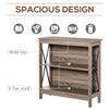 Industrial Style 2-Tier Bookcase Bookshelf Open Shelving Display Storage Unite with Metal X-Bar for Living Room Dining Room Study Office Dark