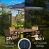 9' x 7' Patio Umbrella Outdoor Table Market Umbrella with Crank, Solar LED Lights, 45Â° Tilt, Push-Button Operation, for Deck, Pool, Blue