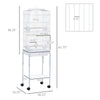 Large Bird Cage with Shelf, Handle for Taking Up or Down Stairs, Metal Bird Cage with Easy Big Doors, Outdoor or Indoor Aviary, White