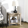End Side Table with Charging Station, 2 USB Ports and 3 Outlets for Living Room, Bedroom, 17.75"x17.75"x17.75", Gray