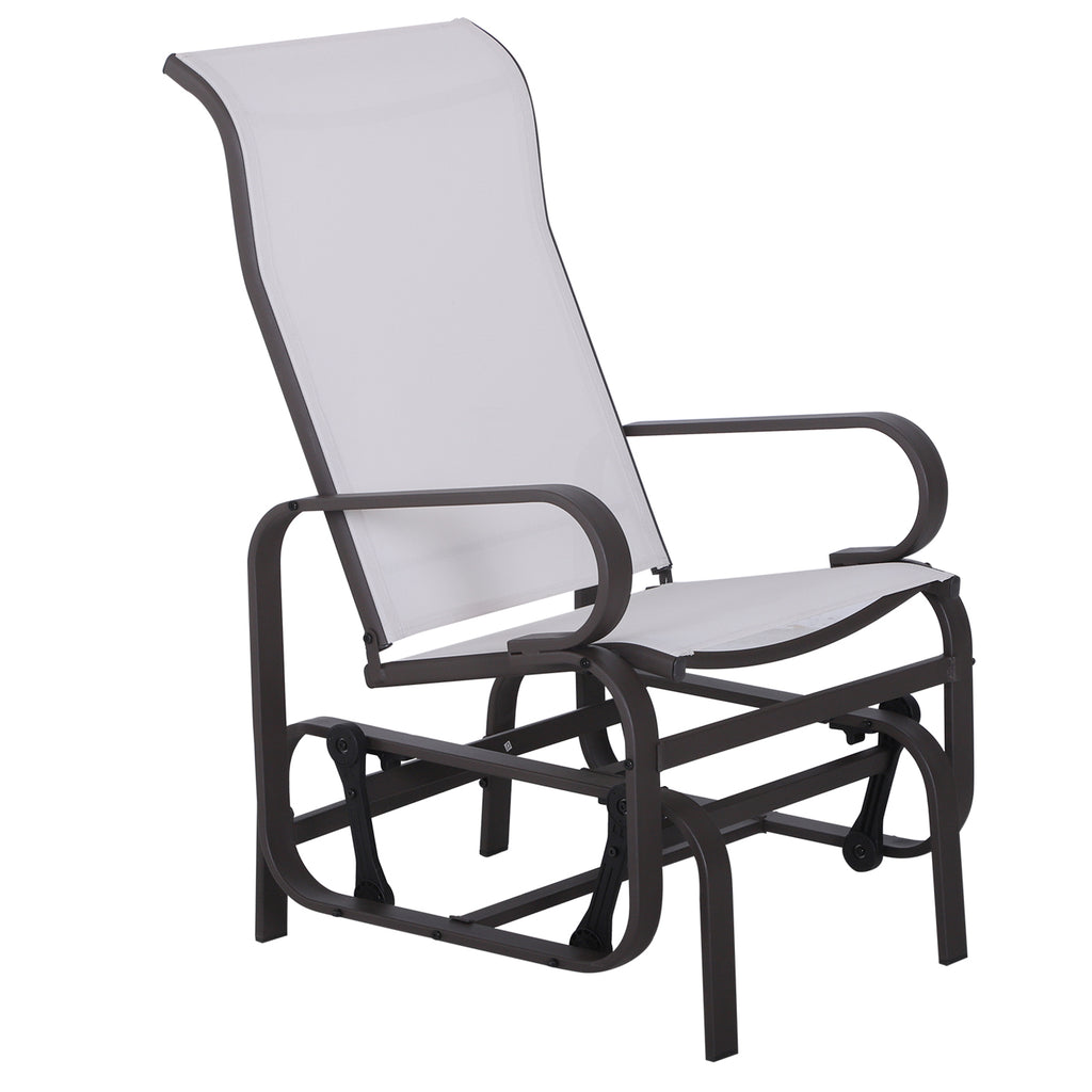 Gliding Lounger Chair, Outdoor Swinging Chair with Smooth Rocking Arms and Lightweight Construction for Patio Backyard, Cream White