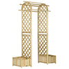 7.5FT Garden Arch Trellis with Foldeable Planter Boxes for Climbing Vines, Outdoor Wooden Garden Arbor for Ceremony Party Weddings, Natural