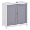 Under-Sink Bathroom Cabinet, Storage Unit with U-Shape Cut-out and Adjustable Internal Shelf, White and Grey