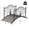 4' Metal Arch Backyard Garden Bridge with Safety Siderails, Delicate Scrollwork, & Easy Assembly, Black Bronze