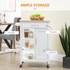 White Kitchen Cart, Rolling Kitchen Island Cart on Wheels with Handle, Rubber Wood Tabletop , Serving Utility Trolley Cart
