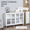 Modern Kitchen Sideboard, Buffet Cabinet with Storage, 4 Glass Doors, Adjustable Shelves for Living Room, Bedroom, Study, White