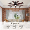 44'' Mount Ceiling Fan with Light, Modern Indoor LED Lighting Fan with Remote Control, for Bedroom, Living Room, Brown