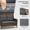 4 Piece PE Wicker Patio Furniture Set, Conversation Set with 2 360Â° Swivel Rocking Armchairs, 1 Loveseat Sofa, Thick Cushions and Glass Table Top Table, Gray
