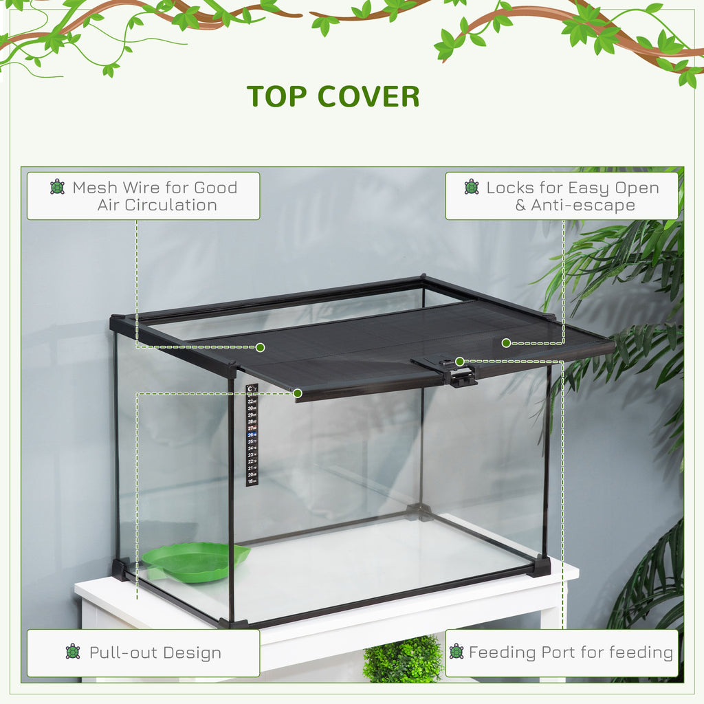 14 Gallon Reptile Glass Terrarium Tank, Breeding Box Full View with Visually Appealing Sliding Screen Top, Spiders, 20" x 12" x 14"