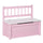 2-IN-1 Wooden Toy Box Kids Seat Bench Storage Chest Cabinet Chunk Cube with Safety Pneumatic Rod Pink