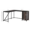 L-Shaped Computer Corner Desk with Storage Cabinet, Adjustable Shelf, Large Tabletop and Black Steel Frame, Brown