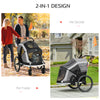 2-in-1 Pet Bike Trailer, Dog Stroller, Small Pet Bicycle Cart Carrier with Safety Leash, and Easy Fold Design, Grey