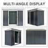 7' x 4' Backyard Garden Tool Storage Shed with Dual Locking Doors, 2 Air Vents and Steel Frame, Black/White
