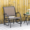 Outdoor Glider with Breathable Mesh Fabric, Curved Armrests and Steel Frame for Porch, Garden, Poolside, Backyard, Balcony, Brown