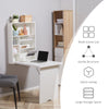 Wall Mounted Folding Table, Foldable Desk, Convertible Desk, Modern Home Office Desk with Shelf and Multiple Storage Compartments, White