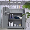Small Bathroom Storage Cabinet, Freestanding Linen Cabinet with Metal Knob, Elevated Base and 2 Drawers, MDF Board, Bath Room Cabinet, Grey