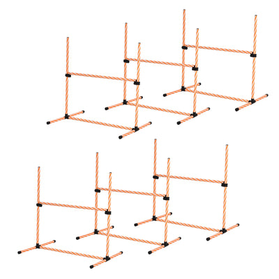 6 Piece Dog Agility Starter Kit Speed and Agility Equipment High Jump Hurdle Bar Set with Adjustable Height Carry Bag Whistle Orange