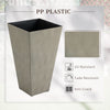 28" Tall Plastic Planters, 3-Pack, Large Taper Outdoor & Indoor Plastic Garden Flower Pots, for Entryway, Patio, Yard, Grey