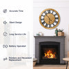30" Large Wall Clock, Silent Non Ticking Metal Wood Farmhouse Roman Numeral Clocks for Living Room Decor, Battery Operated, Black/Natural Wood