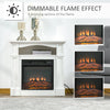 32" Electric Fireplace with Mantel, Freestanding Heater with LED Log Flame, Shelf and Remote Control, 1400W, White