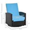 Patio Wicker Recliner Chair with Footrest, Outdoor PE Rattan 360Â° Swivel Chair with Soft Cushion, Lounge Chair for Patio, Light Blue