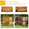 48" 2-Story Large Rabbit Hutch Bunny Cage Wooden Pet House with Individual Room, Ramp, No Leak Tray, Feeding Trough, Asphalt Roof