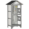 Wooden Outdoor Bird Cage, Featuring a Large Play House with Removable Bottom Tray 4 Perch, Light Grey