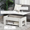 39" Lift Top Coffee Table with Hidden Storage Compartment and Open Shelf, Pop Up Coffee Table for Living Room, White