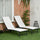 Patio Chaise Lounge Chair Set of 2, 2 Piece Outdoor Recliner with Wheels, 5 Level Adjustable Backrest for Garden, Deck & Poolside, Cream White