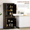 72" 4-Door Kitchen Pantry with Drawer and 3 Shelves, Walnut