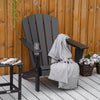 Outdoor HDPE Adirondack Deck Chair, Plastic Lounger with Cup Holder, High Back and Wide Seat, Black